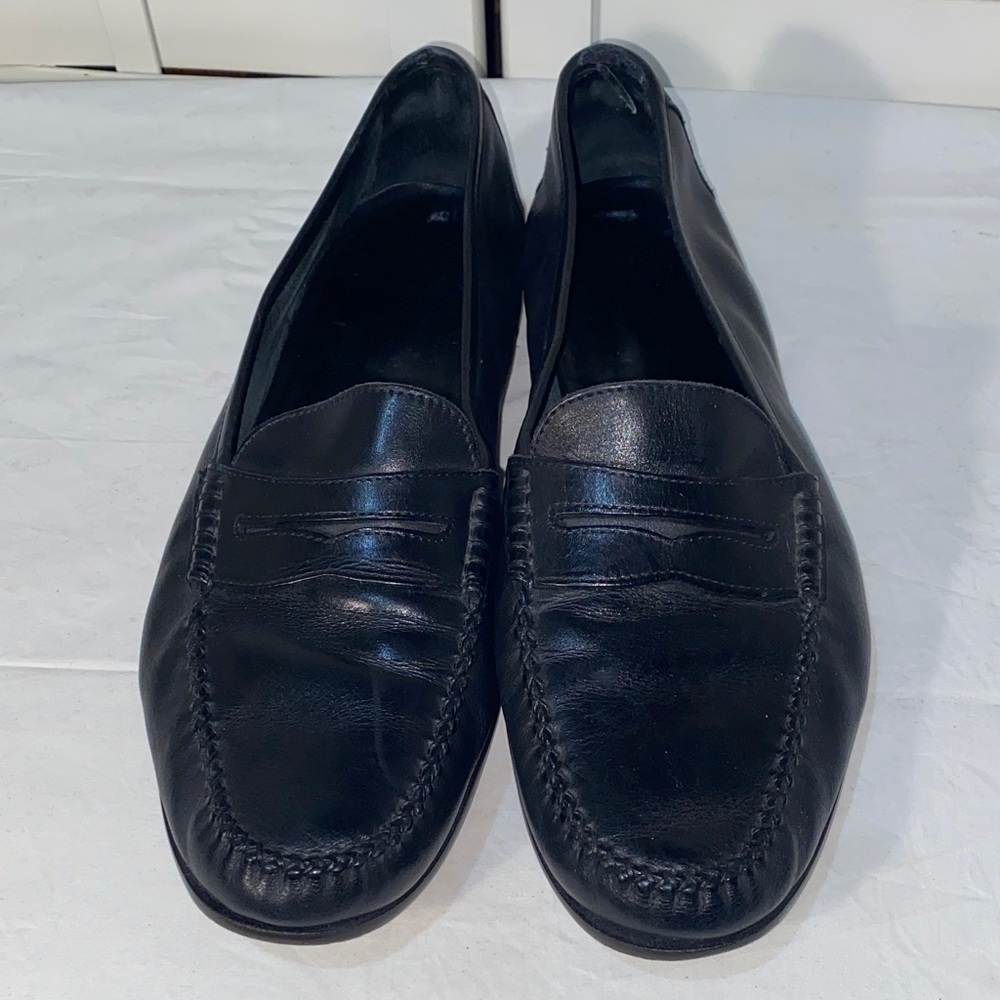 Salvatore Ferragamo Black Leather Penny Loafers